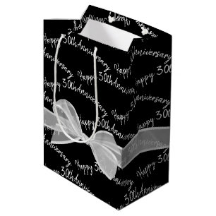 30th Anniversary Bow on Black   Medium Gift Bag