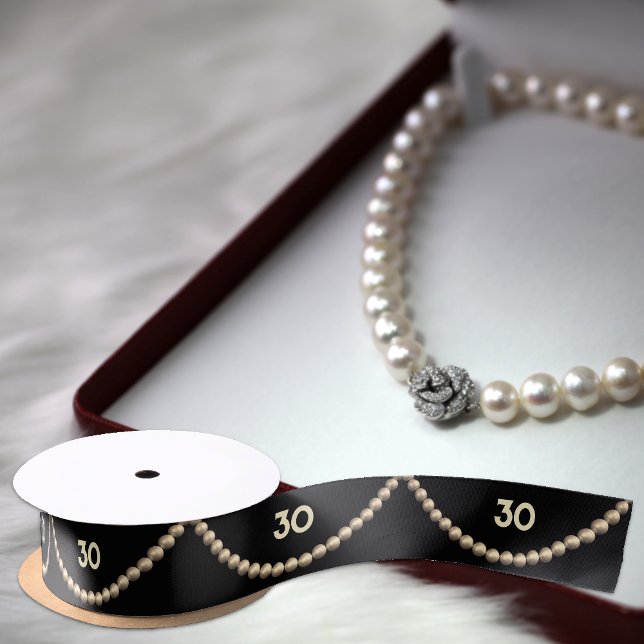 30th Anniversary / Chic Birthday Pearls - number Satin Ribbon (Creator Uploaded)