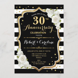 30th Anniversary Invitation - Black White Gold