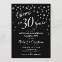 30th Anniversary Invitation in Black & Silver