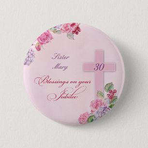 30th Anniversary of Religious Life Catholic Nun 6 Cm Round Badge