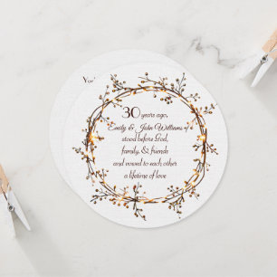 30th Anniversary Party Glowing Autumn Berry Wreath Invitation