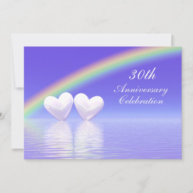 30th Anniversary Pearl Hearts Invitation (Front)