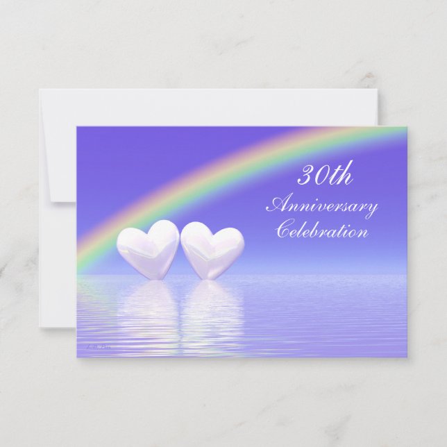 30th Anniversary Pearl Hearts Invitation (Front)