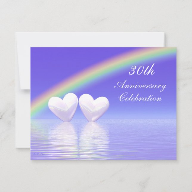 30th Anniversary Pearl Hearts Invitation (Front)