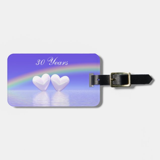 30th Anniversary Pearl Hearts Luggage Tag (Front Horizontal)