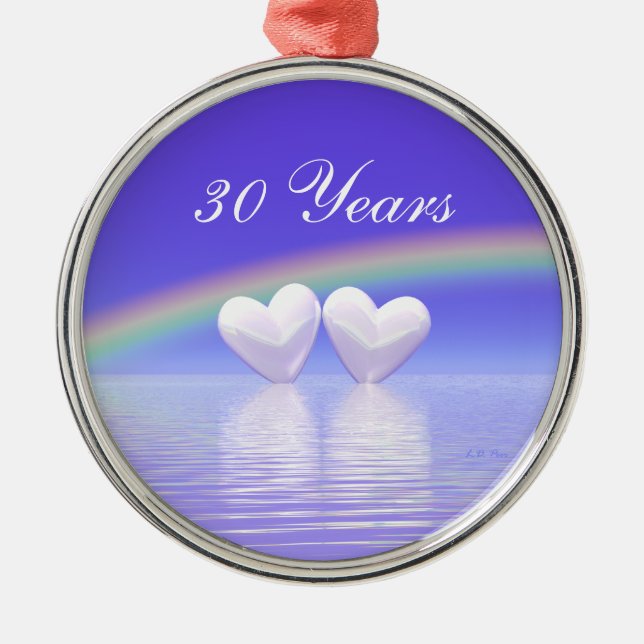 30th Anniversary Pearl Hearts Metal Tree Decoration (Front)