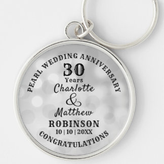 30th Anniversary Pearl Wedding Gift Personalised Key Ring