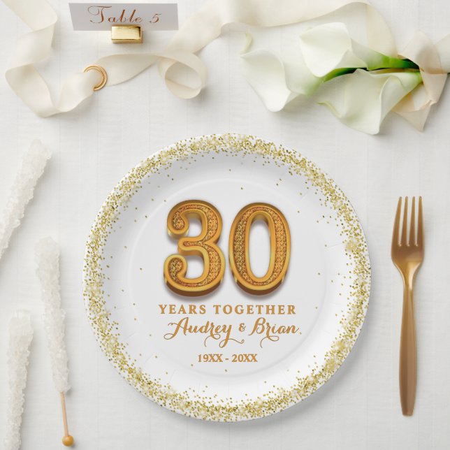 30th Anniversary Personalised Paper Plate (Wedding)