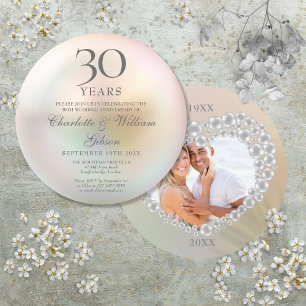 30th Anniversary Photo Circular Pearl Invitation