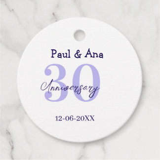 30th anniversary purple bold letter name simple re favour tags