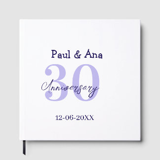 30th anniversary purple bold letter name simple re guest book