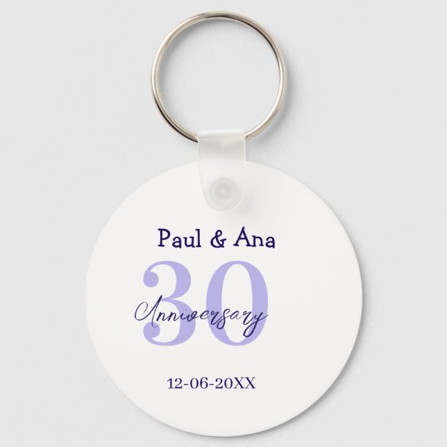 30th anniversary purple bold letter name simple re key ring (Front)
