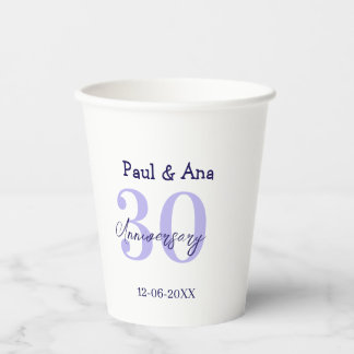 30th anniversary purple bold letter name simple re paper cups
