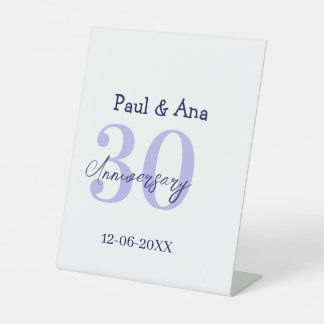 30th anniversary purple bold letter name simple re pedestal sign
