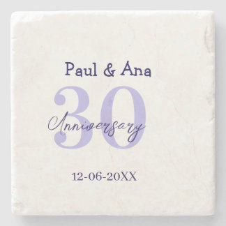 30th anniversary purple bold letter name simple re stone coaster