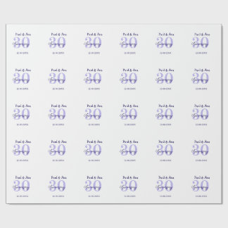 30th anniversary purple bold letter name simple re wrapping paper