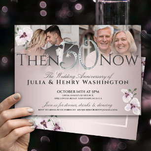 30th Anniversary Refined Orchid Then And Now Invitation