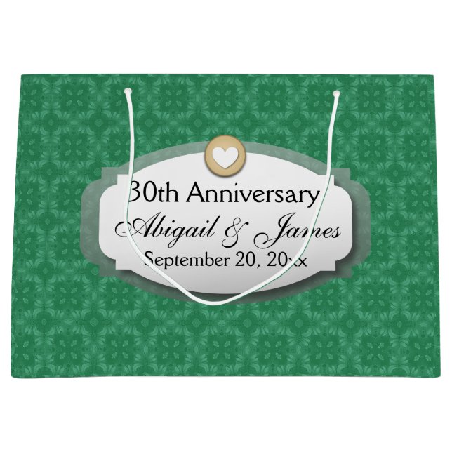 30th Anniversary Wedding Anniversary Green Z08 Large Gift Bag (Front)