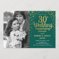 30th Anniversary with Photo - Emerald Green Gold