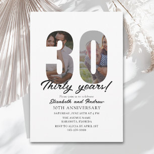 30th Anniversary with Photo Minimalist Invitation
