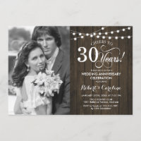 30th Anniversary with Photo - Rustic Wood