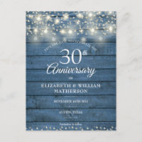 30th Anniversary Wood String Lights Save the Date