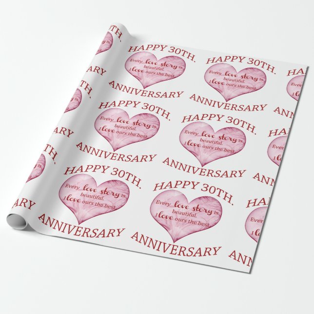 30th. Anniversary Wrapping Paper (Unrolled)