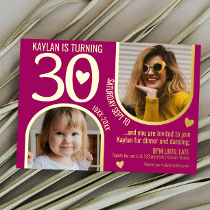 30th arches birthday pink gold hearts landscape