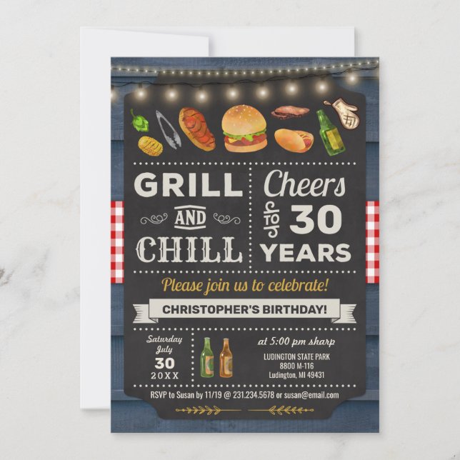 30th BBQ Grill and Chill Birthday Invitation (Front)
