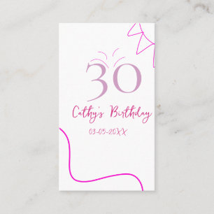 30TH BIIRTHDAY PINK PURPLE PASTEL HANDDRAWN RETRO  BUSINESS CARD