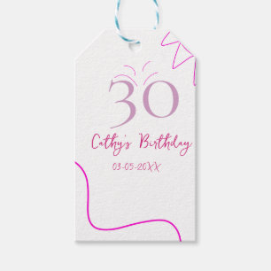 30TH BIIRTHDAY PINK PURPLE PASTEL HANDDRAWN RETRO GIFT TAGS