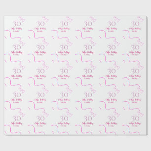 30TH BIIRTHDAY PINK PURPLE PASTEL HANDDRAWN RETRO WRAPPING PAPER