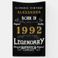 30th Birthday 1992 Add Name Black Gold Legendary