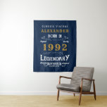 30th Birthday 1992 Add Name Legendary Blue Gold Tapestry<br><div class="desc">Personalised birthday add your name birthday photography backdrop tapestry. Edit the name and year with the template provided. A wonderful custom birthday idea. More gifts and party supplies available with the "Legendary" design in the store.</div>