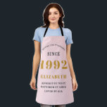 30th Birthday 1992 Elegant Gold Pink Grey Apron<br><div class="desc">A wonderful birthday gold design on an apron for that special celebration. Easily customise the text using the template provided. Part of the setting standards range of birthday supplies.</div>