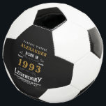 30th Birthday 1993 Monogram Name Legendary Soccer Ball<br><div class="desc">Birthday Vintage design "Original Quality Legendary Inspiration" soccer ball. Add the name and year as desired in the template fields creating a unique birthday celebration item. Team this up with the matching gifts,  party accessories,  and clothing available in our store www.zazzle.com/store/thecelebrationstore</div>