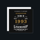 30th Birthday 1993 Retro Black Gold Greeting Card<br><div class="desc">Say Happy Birthday. Add your name,  year and message to this personalised birthday greeting card. A wonderful custom black birthday card with white and gold vintage style typography. More gifts and party supplies available with the "Legendary" design in the store.</div>