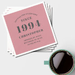 30th Birthday 1994 Dusty Pink Napkin<br><div class="desc">A personalised classic paper napkin design for that birthday celebration for a special person born in 1994 and turning 30. Add the name to this vintage retro style dusty pink and grey design for a custom 30th birthday gift. Easily edit the name and year with the template provided. A wonderful...</div>