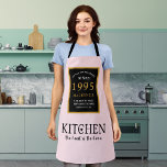 30th Birthday 1995 Pink Home Kitchen Queen Apron<br><div class="desc">A wonderful birthday design on a pink apron for that special celebration. Easily customise the text using the template provided. Part of the setting standards range of birthday supplies. A superb gift for that kitchen Queen who knows where the heart of the home is. Treat that great chef, cook, baker...</div>