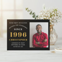 30th Birthday 1996 Black Gold Personalized Photo