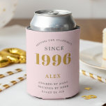 30th Birthday 1996 Keepsake Elegant Personalised Can Cooler<br><div class="desc">Celebrate a milestone 30th birthday with this chic, personalised can cooler! Featuring a sophisticated pink and grey design and the iconic 'Born in 1996' year, it's the perfect gift for keeping drinks cold in style. Customise it with the recipient's name for a unique keepsake they'll cherish. Ideal for birthday parties,...</div>