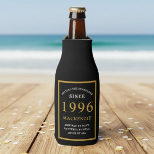 30th Birthday 1996 Name Elegant Chic Black Gold Bottle Cooler
