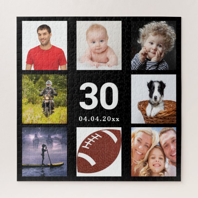 30th birthday 30 photo collage guy man black jigsaw puzzle (Vertical)