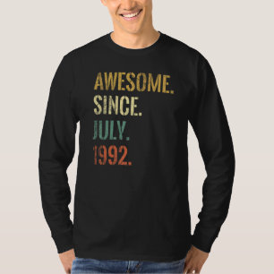 30th Birthday 30 Year Old Awesome Since July 1992 T-Shirt