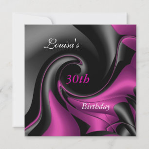 30th Birthday Abstract Black Plum Purple Invite