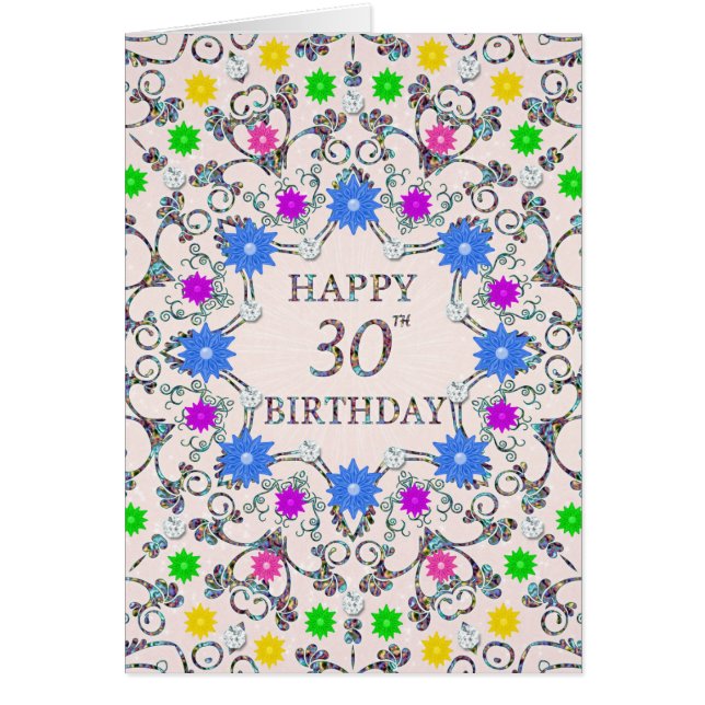30th Birthday Abstract Flowers  (Front)