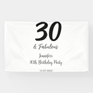 30th birthday add name date year black banner