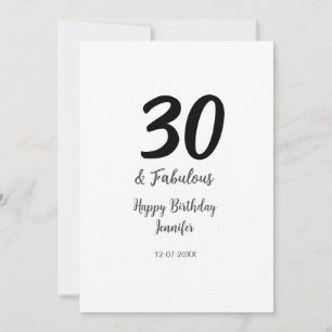 30th birthday add name date year black card