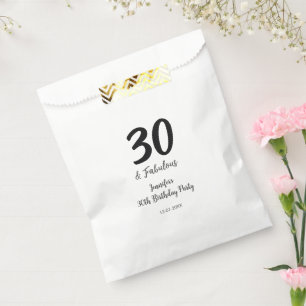 30th birthday add name date year black  favour bags